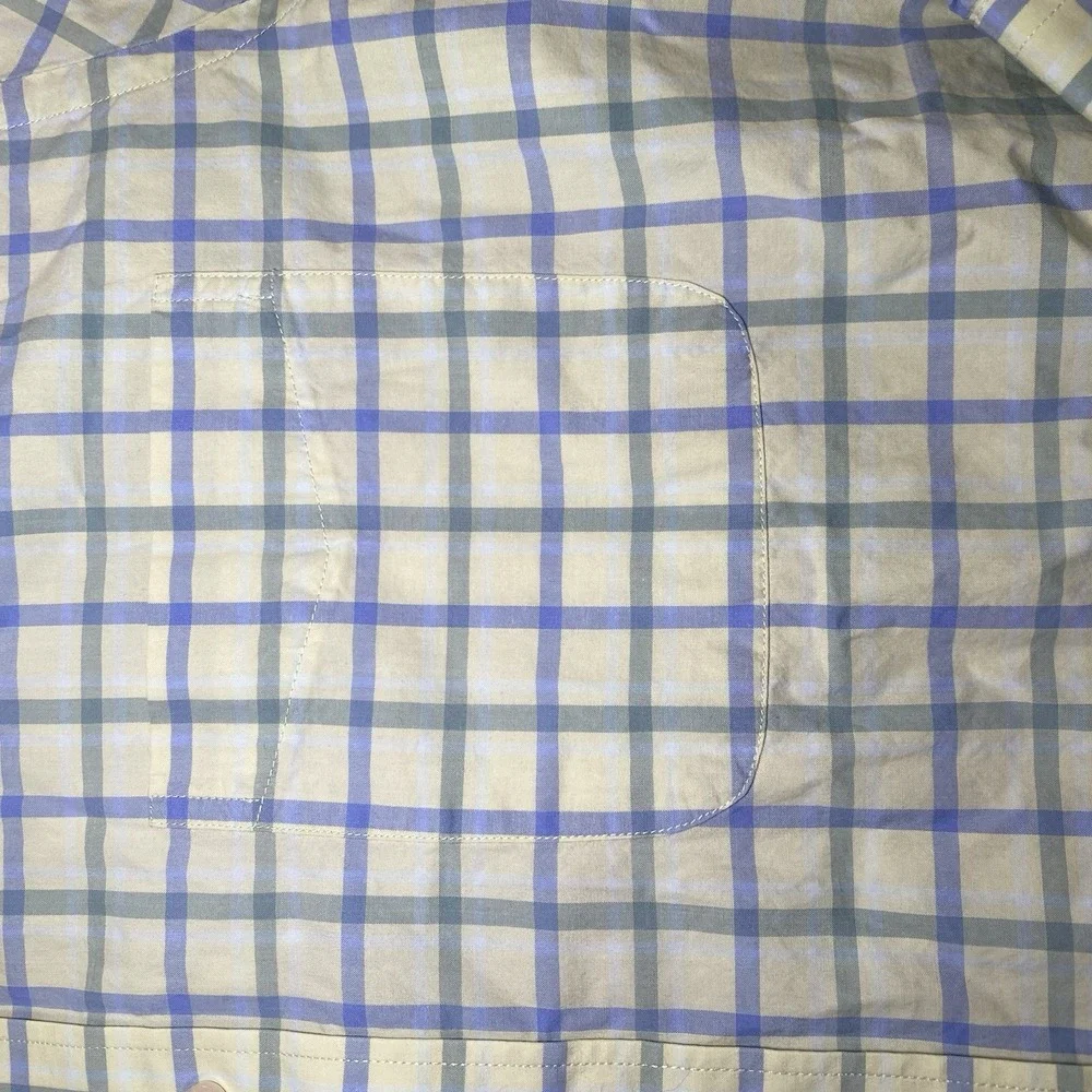 Lyle & Scott Button Down Shirt Mens XL (Est No Size Tag) Green Blue Plaid Cotton